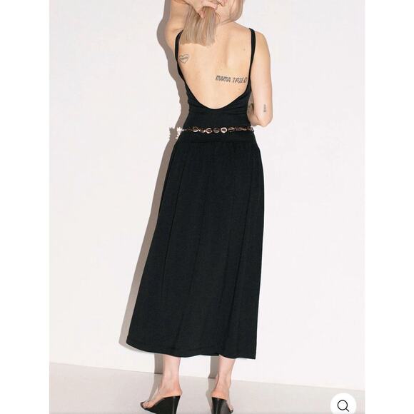 NWT RODEBJER Black GENUA TANK DRESS Drop Waist Pleated Skirt Size Large NEW - Picture 10 of 16